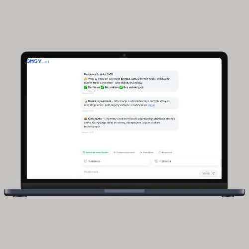 Mockup bramki SMS SMSY.pl z czatem i formularzem wiadomości